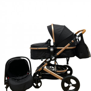 Carucior 3 in 1, maner reversibil,cadru aluminiu foarte usor, T5,negru - Img 3