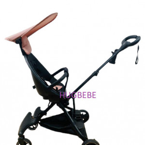 Carucior sport ultrausor, compact,cu scaun reversibil, parasolar rotativ, protectie UV, 6 luni-3 ani, negru/roz