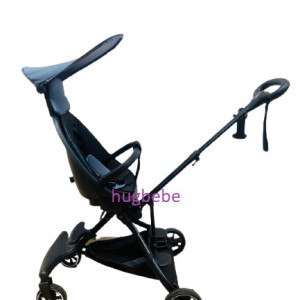 Carucior sport ultrausor, compact,cu scaun reversibil, parasolar rotativ, protectie UV, 6 luni-3 ani, negru /albastru