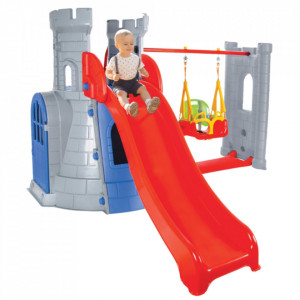 Centru de joaca Pilsan Castle Slide and Swing Set grey - Img 3