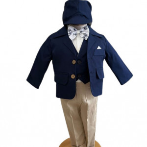 Costum de botez Grey Blu,, sezon primavara-toamna, 0-9 luni, bleumarin - Img 1