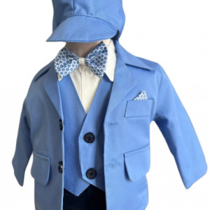 Costum de botez Grey Blu,, sezon primavara-toamna, 0-9 luni,bleu - Img 3