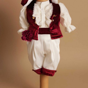 Costum Micul Marchiz – burgundy, pantalon 3/4, 4 piese