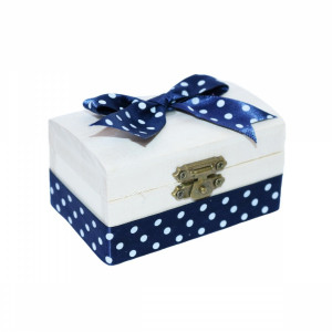 Cutiuta din lemn pentru suvita sau amintiri, bleumarin buline