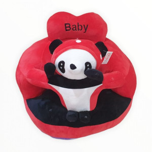 Fotoliu de plus bebe, pozitionator, cu spatar, cotiere si spatiu pentru picioare, 36*45 cm, Panda rosu