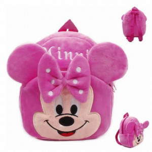 Ghiozdan gradinita Minnie Mouse din plus 3D cu fundita roz
