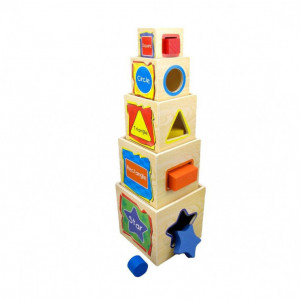 Joc Montessori Educativ Turnul 5 Din Lemn - Img 2