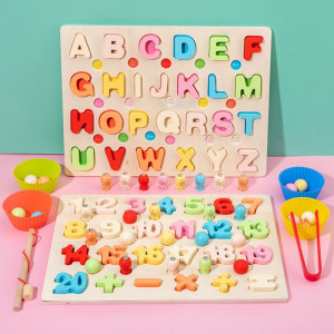 Joc puzzle Montessori Alfabet sau Numere