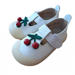 Pantofiori bebe, cu talpa de silicon si bombeu in fata, crem, Ciresica - Img 4