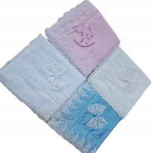 Pled Deluxe bebelusi, saten si dantela, roz