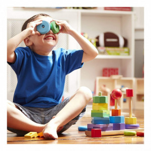 Set 3 turnuri Montessori Rainbow cu Forme geometrice - Img 3