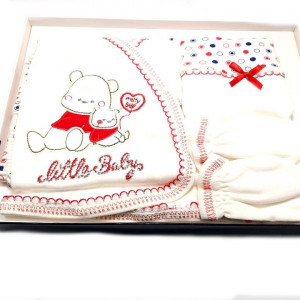 Set 5 piese bebeșusi, bu,bac, brodat, rosu