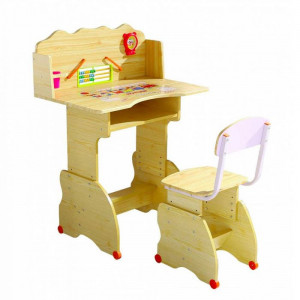 Set birou si scaunel pentru copii, culoare natur, calitate superioara