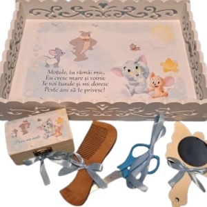Tavita de mot, material MDF, cu margini dantelate, 33x24 cm,Tom & Jerry