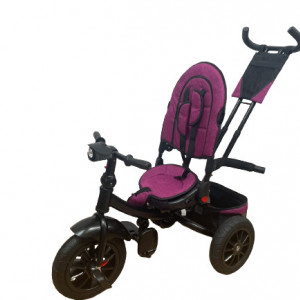 Tricicleta 5099 EVA cu pozitie de somn, scaun reversibil, roti din cauciuc, far cu lumini si muzica, mov - Img 2