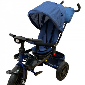 Tricicleta 6088 cu pozitie de somn, scaun reversibil si far cu lumini si sunete,albastru