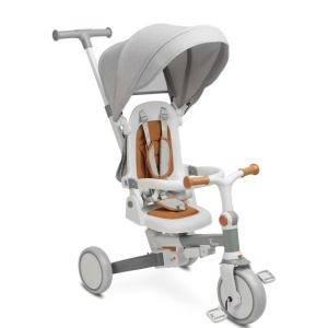 Tricicleta evolutiva Faro, 3 in 1, cu scaun si roti rotative, 18 luni-6 ani, gri