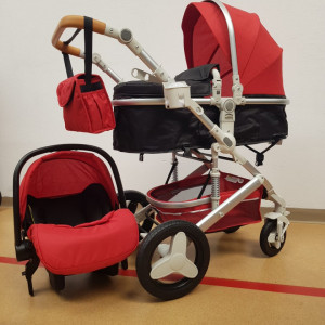 CARUCIOR 3 IN 1, CU LANDOU TRANSFORMABIL SI SCOICA, 0-36 LUNI, HUG 530W, ROSU - Img 2
