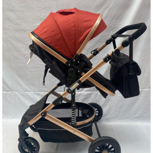 CARUCIOR 3 IN 1, MANER REVERSIBIL, CADRU ALUMINIU FOARTE USOR,SUSPENSII PE ROATA, T2-G,BURGUNDY - Img 3