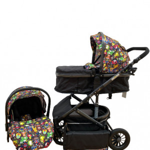 Carucior bebe, 3 in 1, landou reversibil, cadru aluminiu, foarte usor, suspensii pe roti, T2,, MULTICOLR