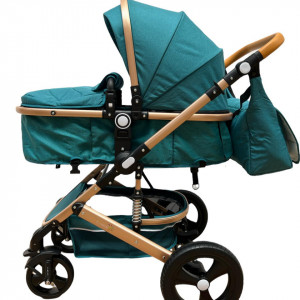 Carucior bebe 3 in 1, landou reversibil, cu roti pivotante si suspensii,cadru aluminiu foarte usor, T5, turcoaz
