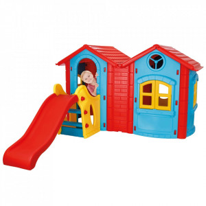 Casuta cu tobogan pentru copii Pilsan Double Happy House blue - Img 2