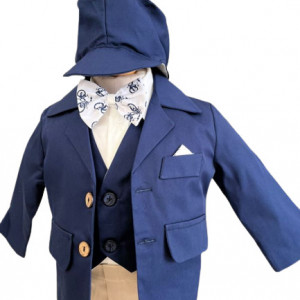 Costum de botez Grey Blu,, sezon primavara-toamna, 0-9 luni, bleumarin - Img 2