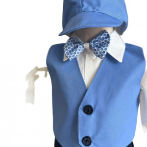 Costum de botez Grey Blu,, sezon primavara-toamna, 0-9 luni,bleu - Img 4