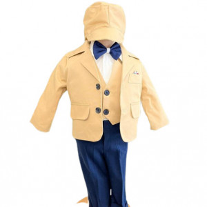 Costum de botez Grey Blu,, sezon primavara-toamna, 0-9 luni,crem inchis, en gros - Img 5
