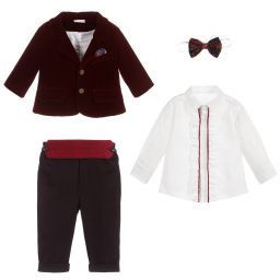 Costum pentru botez, Ralph, burgundy, 3 luni-4 ani - Img 5
