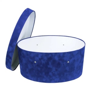 Cutie cufar de trusou pentru botez, ovala, 47x27 x19 cm, albastru regal, engros