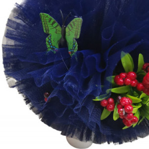 Lumanare de botez bleumarin, cu ornamente florale, hug 100, en gross - Img 2