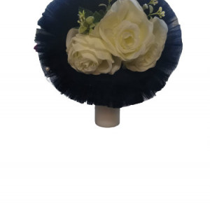 Lumanare de botez bleumarin cu trandafiri, cu ornamente florale, hug 102, en gross - Img 2