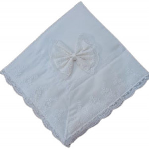 Pled Deluxe bebelusi, saten si dantela, alb, 75*75 CM