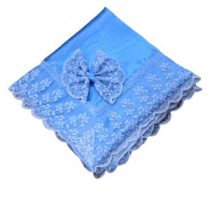 Pled Deluxe bebelusi, saten si dantela, bleu