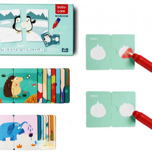 Puzzle baby care, de colorat cu apa, 16 piese, cu 4  tematici