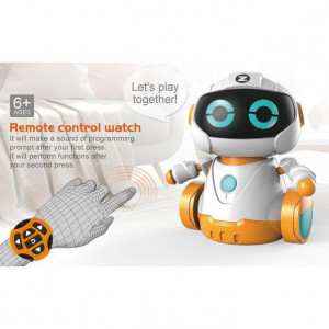Robot inteligent cu roti si telecomanda tip ceas,alb - Img 2