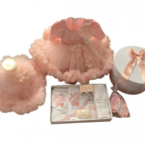 SET TRUSOU BOTEZ , COMPLET, TRUSOU, LUMANARE, CUFAR SI ROCHITA, ROZ PRAFUIT