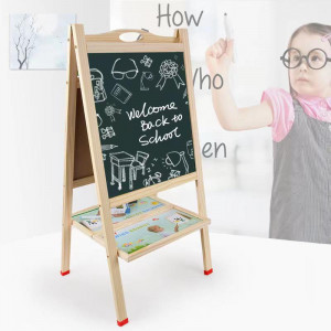 Tabla din lemn, H02 magnetica, cu 2 fete, creta si marker, inaltime maxima 131.5 cm - Img 2