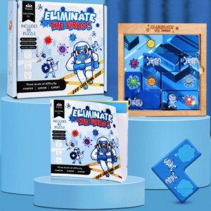 Virus, joc de strategie, cu placa de lemn, 6 piese, 30 de provocari