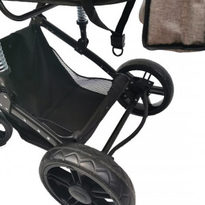 Carucior 2 in 1, reversibil, cu suspensii si geanta cadou F6 - crem - Img 2