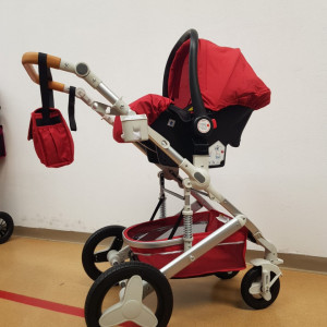 CARUCIOR 3 IN 1, CU LANDOU TRANSFORMABIL SI SCOICA, 0-36 LUNI, HUG 530W, ROSU - Img 3