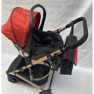 CARUCIOR 3 IN 1, MANER REVERSIBIL, CADRU ALUMINIU FOARTE USOR,SUSPENSII PE ROATA, T2-G,BURGUNDY - Img 4