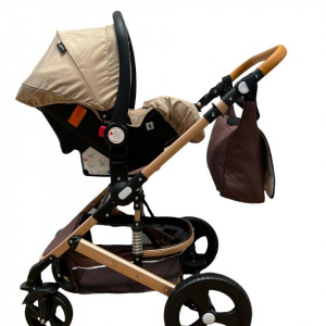 Carucior 3 in 1, maner reversibil,cadru aluminiu foarte usor, T5,crem - Img 2
