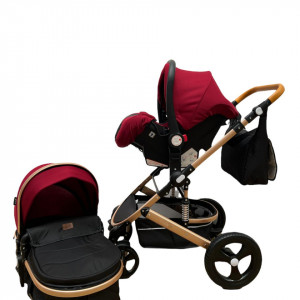 Carucior 3 in 1, maner reversibil,cadru aluminiu foarte usor, T5,rosu - Img 2