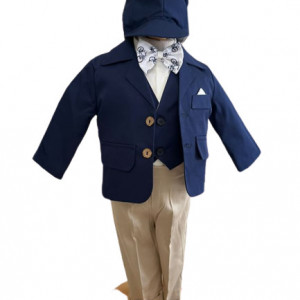 Costum de botez Grey Blu,, sezon primavara-toamna, 0-9 luni, bleumarin - Img 3