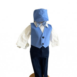 Costum de botez Grey Blu,, sezon primavara-toamna, 0-9 luni,bleu - Img 5