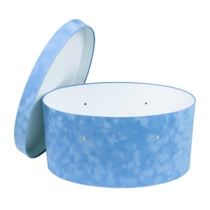 cutie de botez ovala bleu