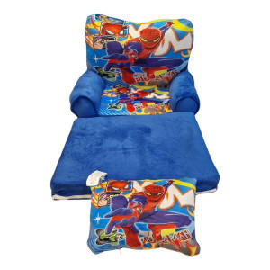 Fotoliu de plus, extensibil, 2 placi, Spiderman, cu perna cadou