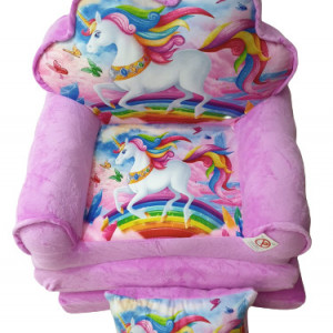 Fotoliu extensibil copii, 3 placi de burete, Unicorn, cu perna cadou - Img 2